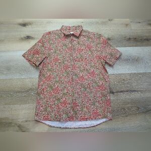 ZARA FLORAL PRINT SHIRT REDDISH SHORT SLEEVE BUTTON FRONT SIZE M MEX 40